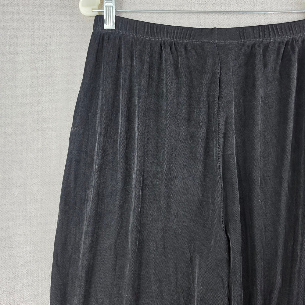 Slinky Brand Wide Leg Pants Women P1X Black Ribbed Elastic Waist Made in USA - Picture 13 of 16